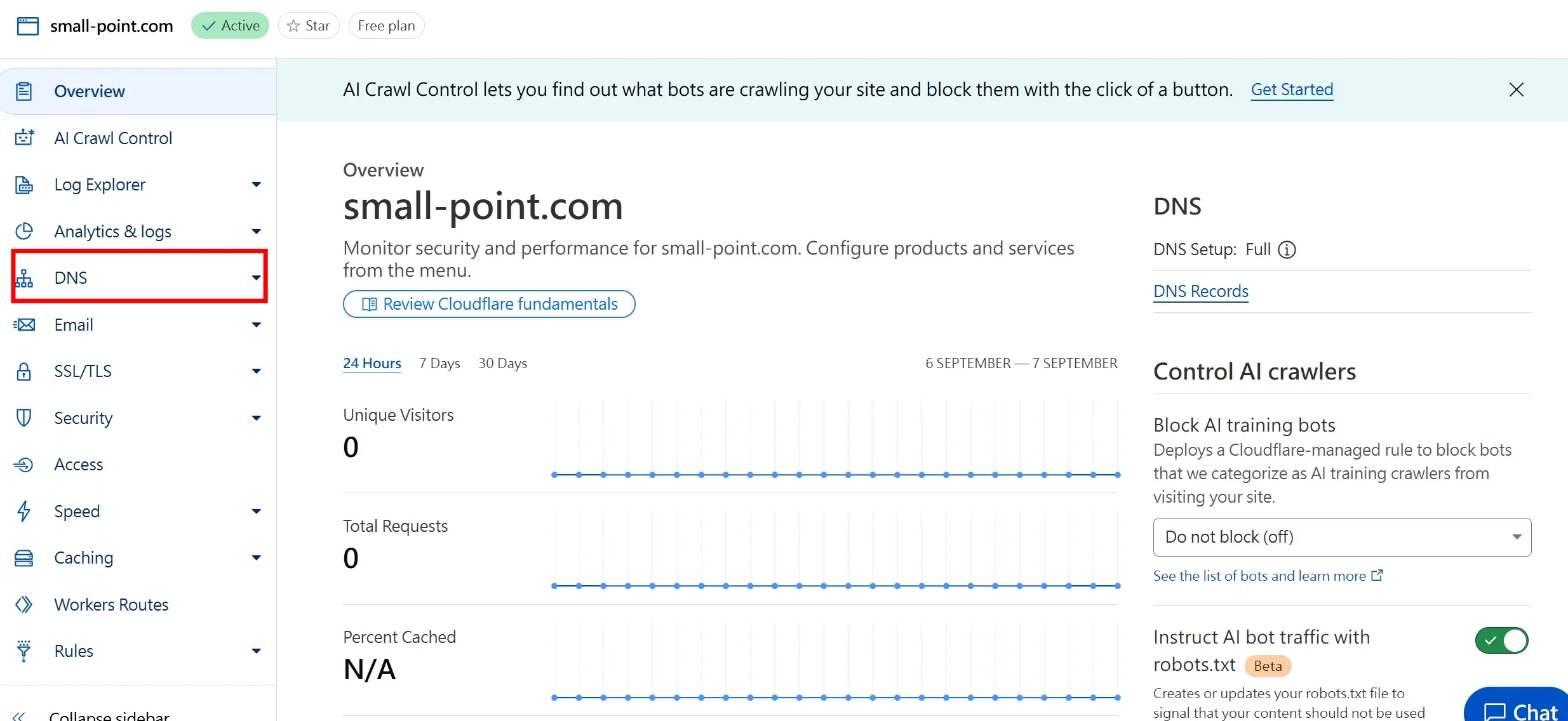 點擊左側 DNS 管理