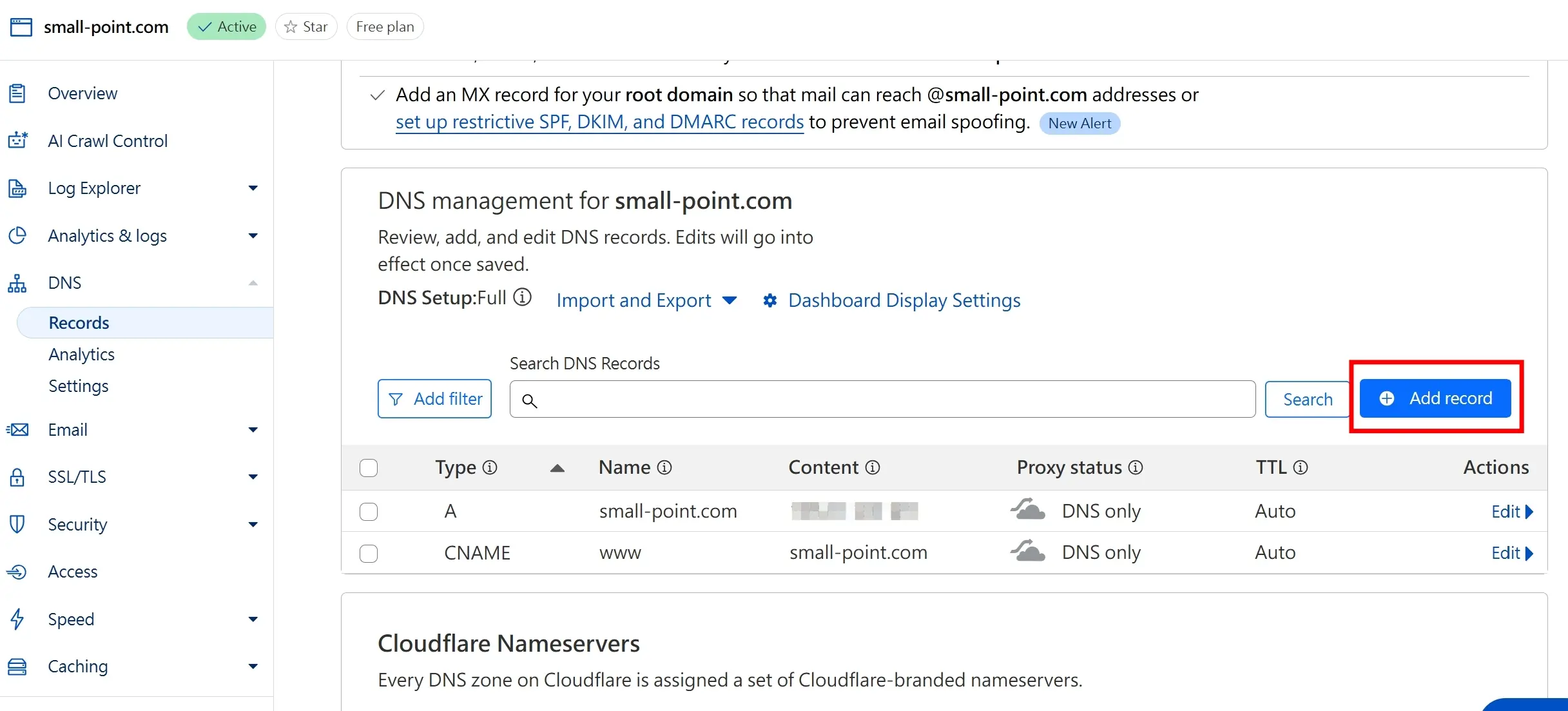 點擊左側 DNS 管理